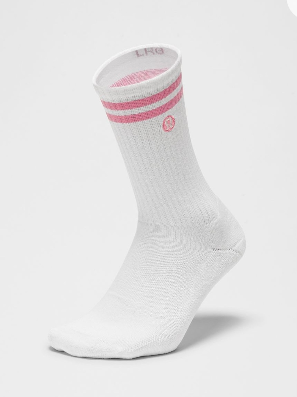 NWT- Lululemon- Daily Essential Crew Socks- Sz XL- Pk/Wht